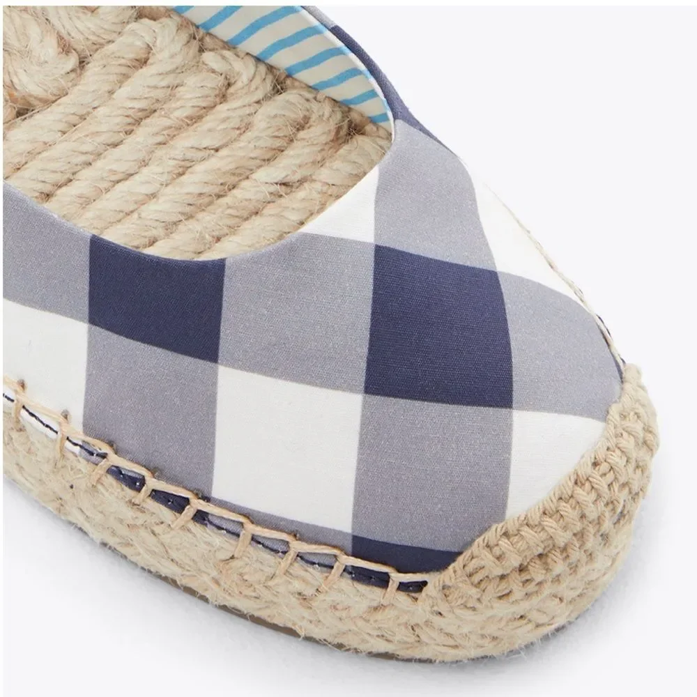 Draper James Georgia Espadrilles in Nassau Navy Gingham 8.5 NWOB